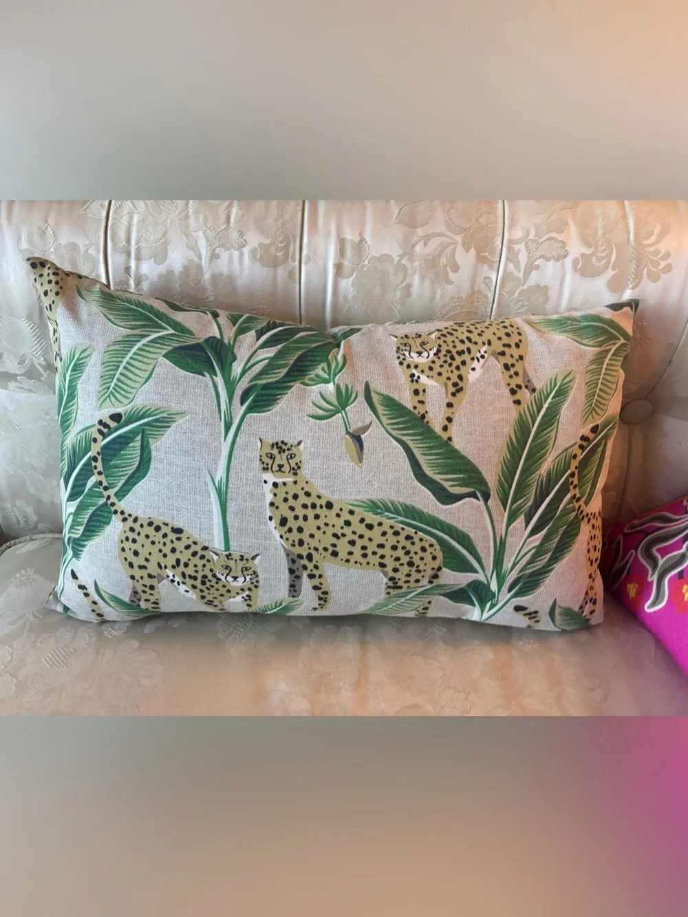 Tropical Cheetah Lumbar Support Pillow 19”x12” Home Decor Big Cat